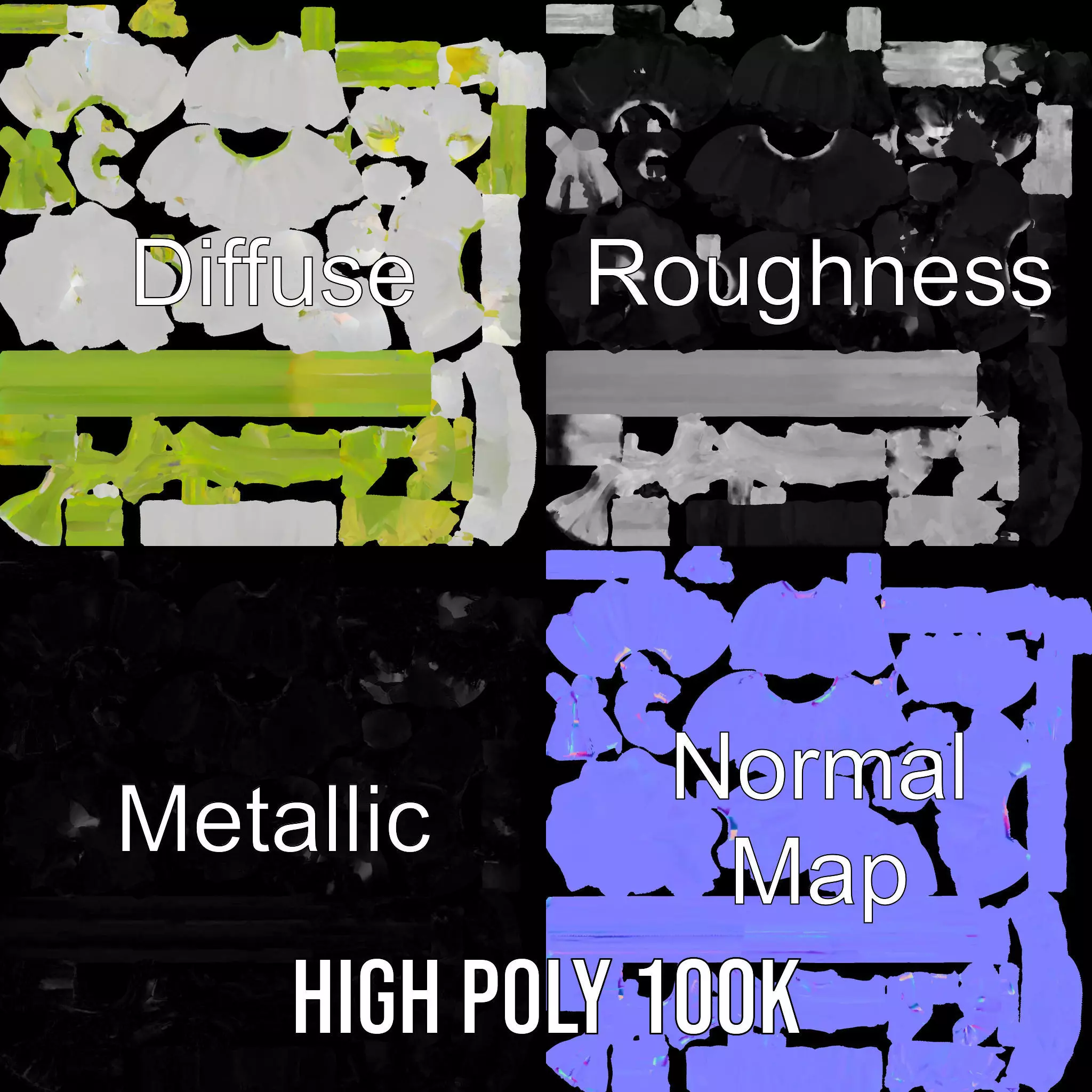 White Lily Flower model pack Low-poly 3D model_4