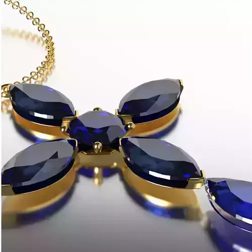 BLUE SAPPHIRE CROSS NECKLACE PENDANT 