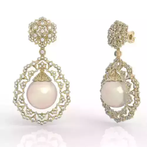 Luxury Victorian Floral Pearl Drop Earrings Pro
