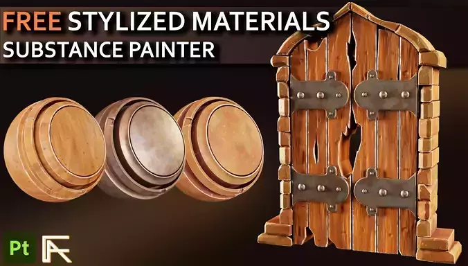 Free Stylized Wooden Door Materials  Substance Painter 