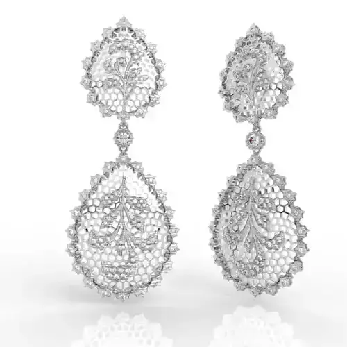 Exquisite Paisley Diamond Earrings