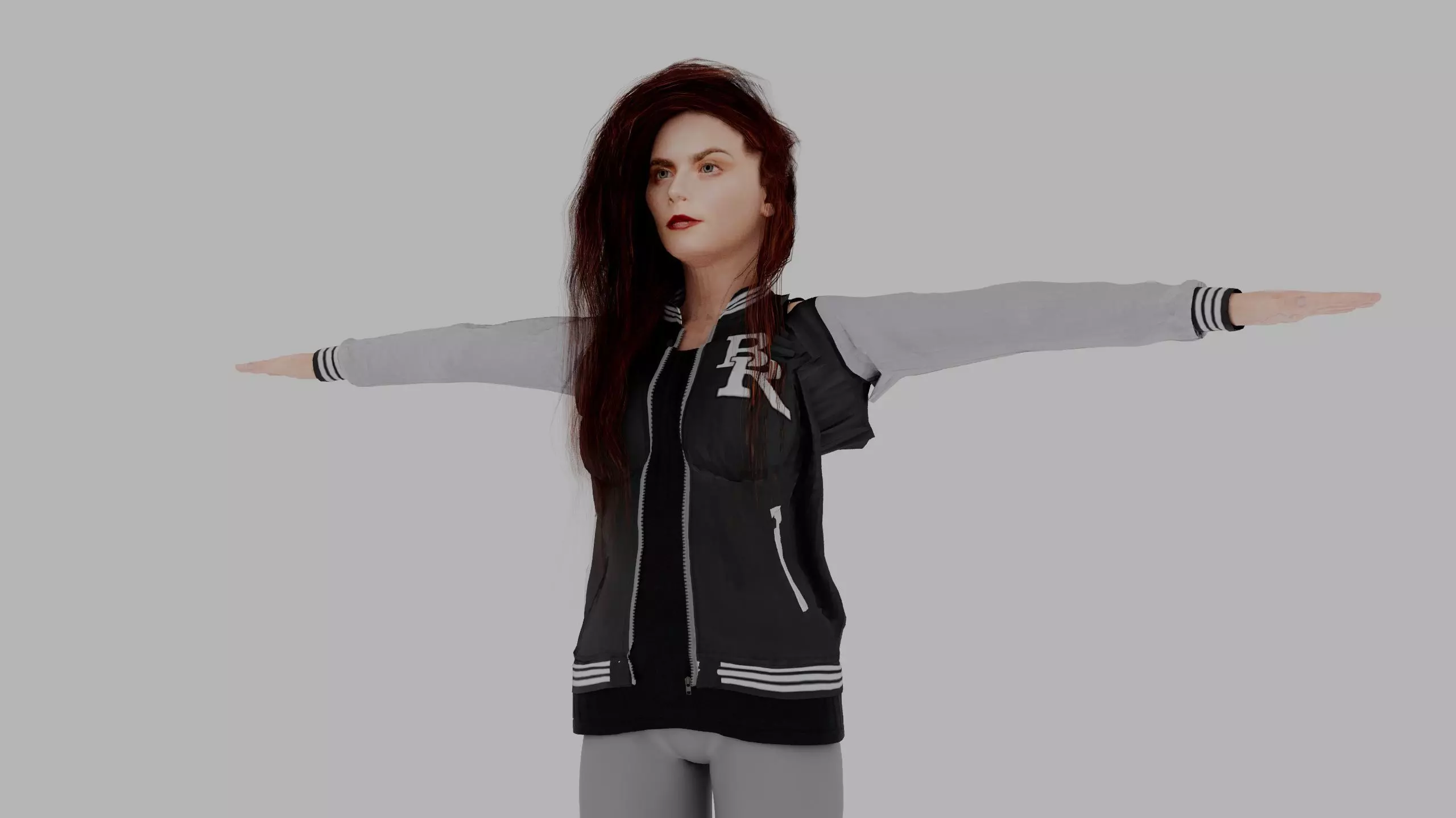 Elegant Female Character - White Dress - Rigged 3D model_0