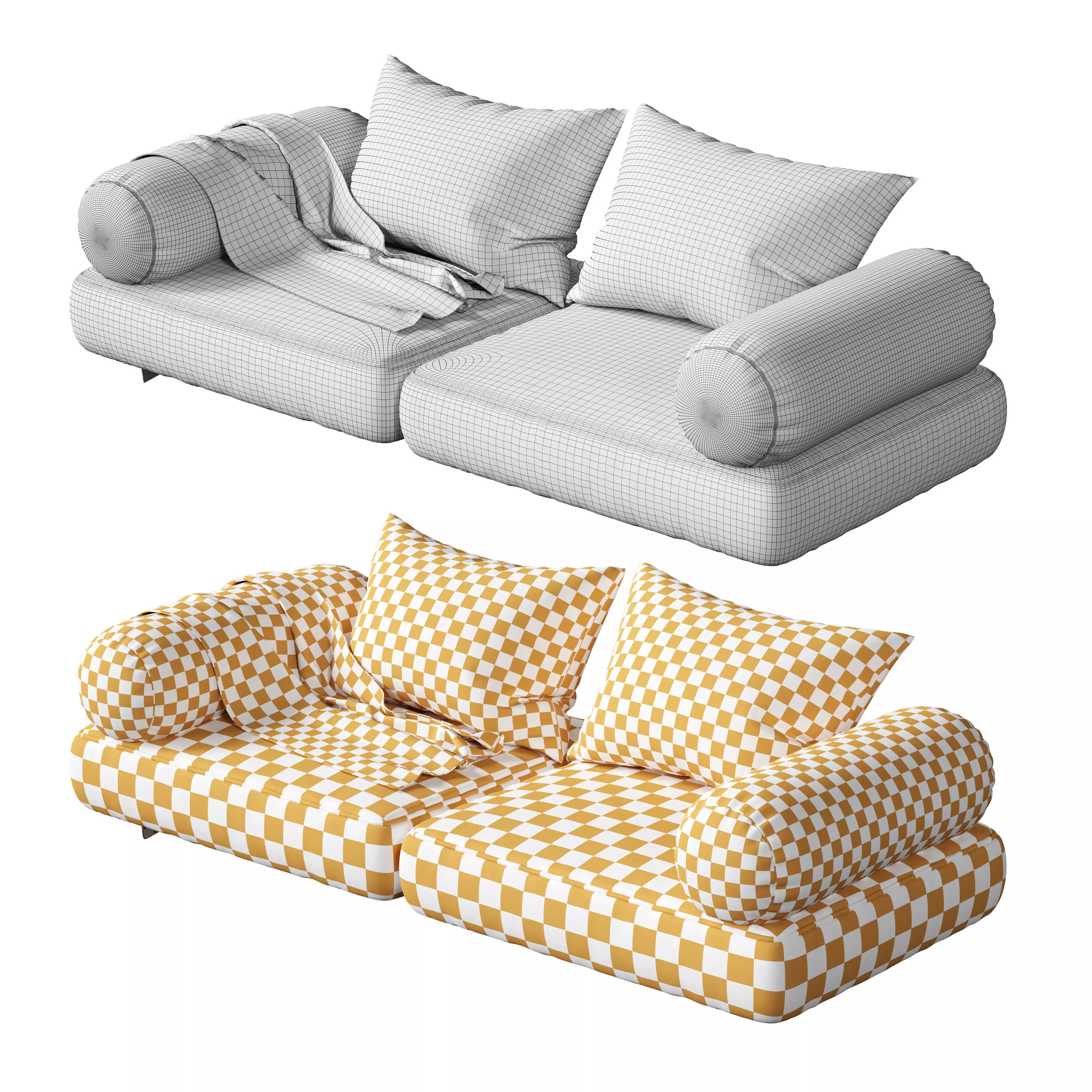 Seat Pillow Set 04 3D model_3