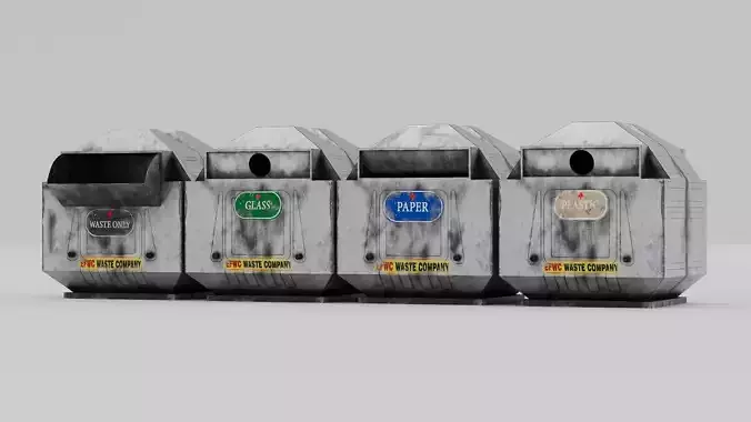 Trash garbage container Low-poly 3D model