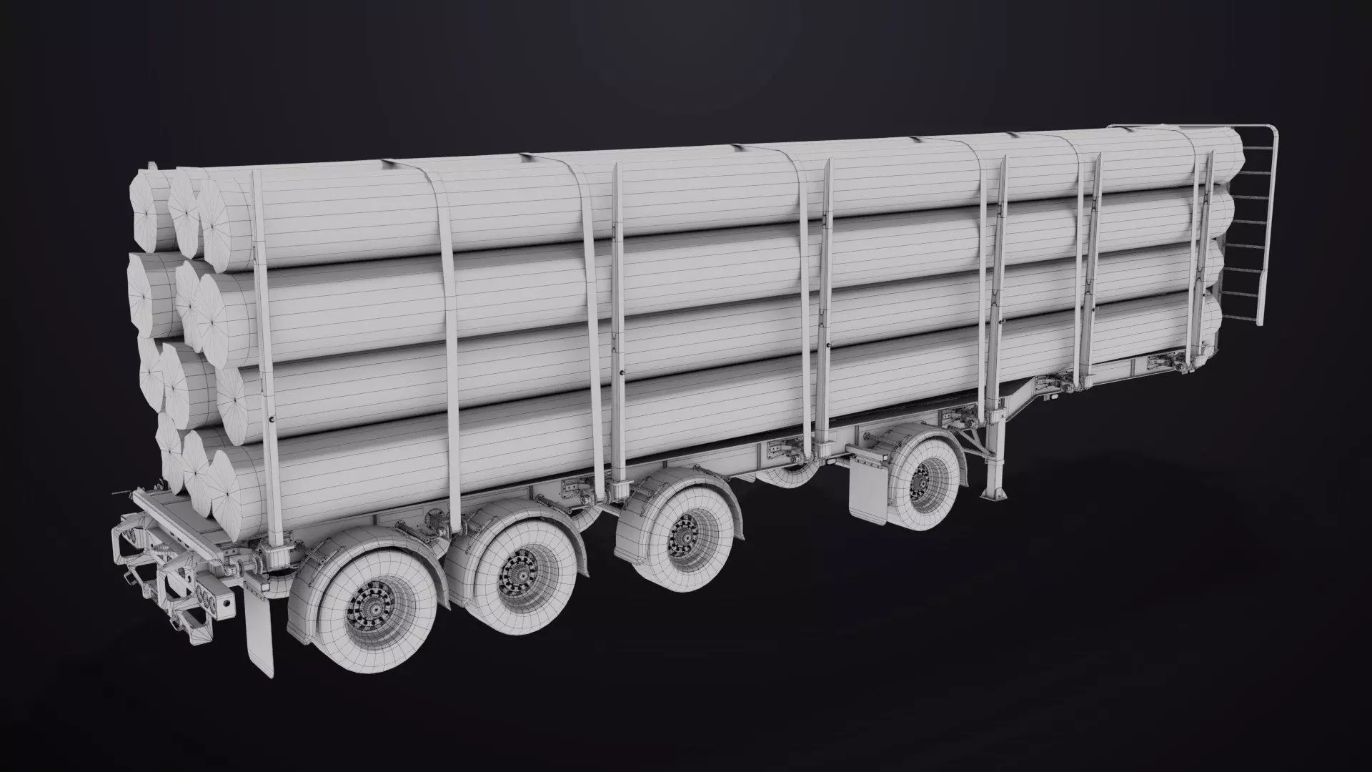 Logging Trailer 01 Red with Load Single Mat All PBR Textures Low-poly 3D model_34
