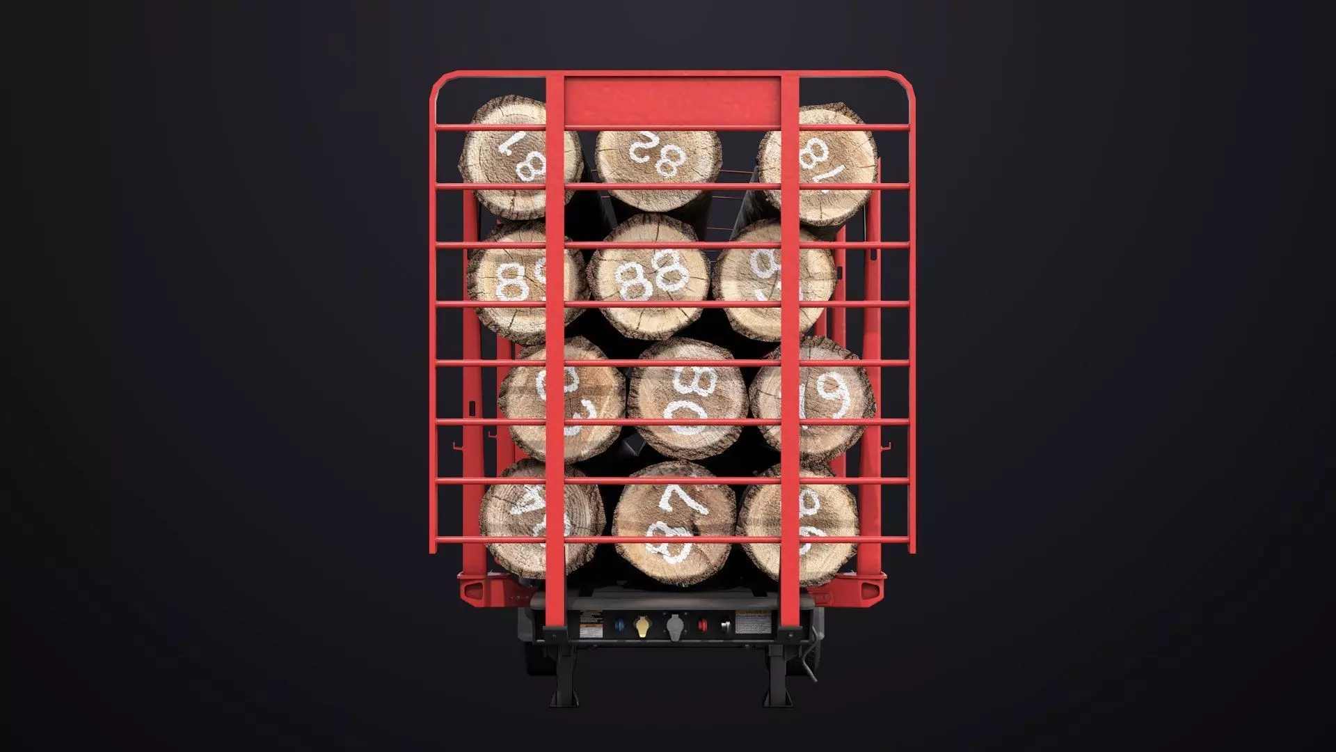 Logging Trailer 01 Red with Load Single Mat All PBR Textures Low-poly 3D model_11