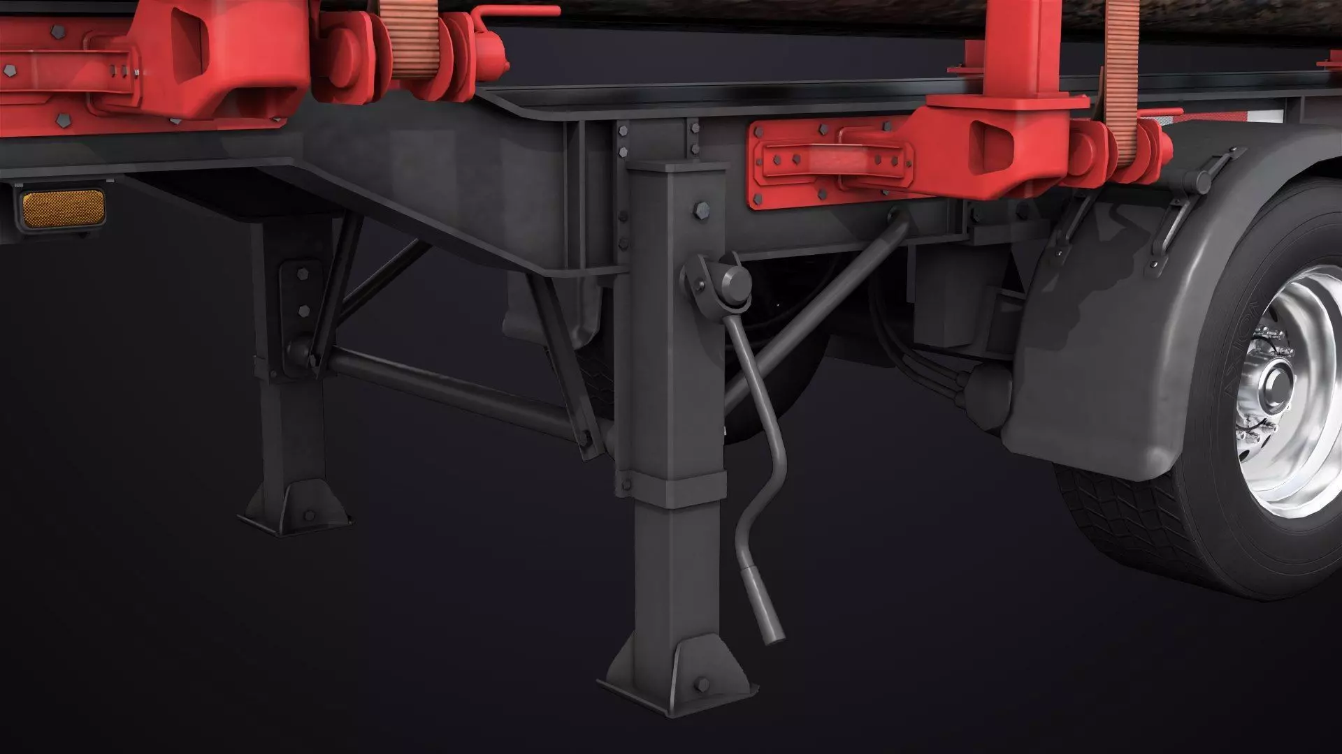 Logging Trailer 01 Red with Load Single Mat All PBR Textures Low-poly 3D model_24