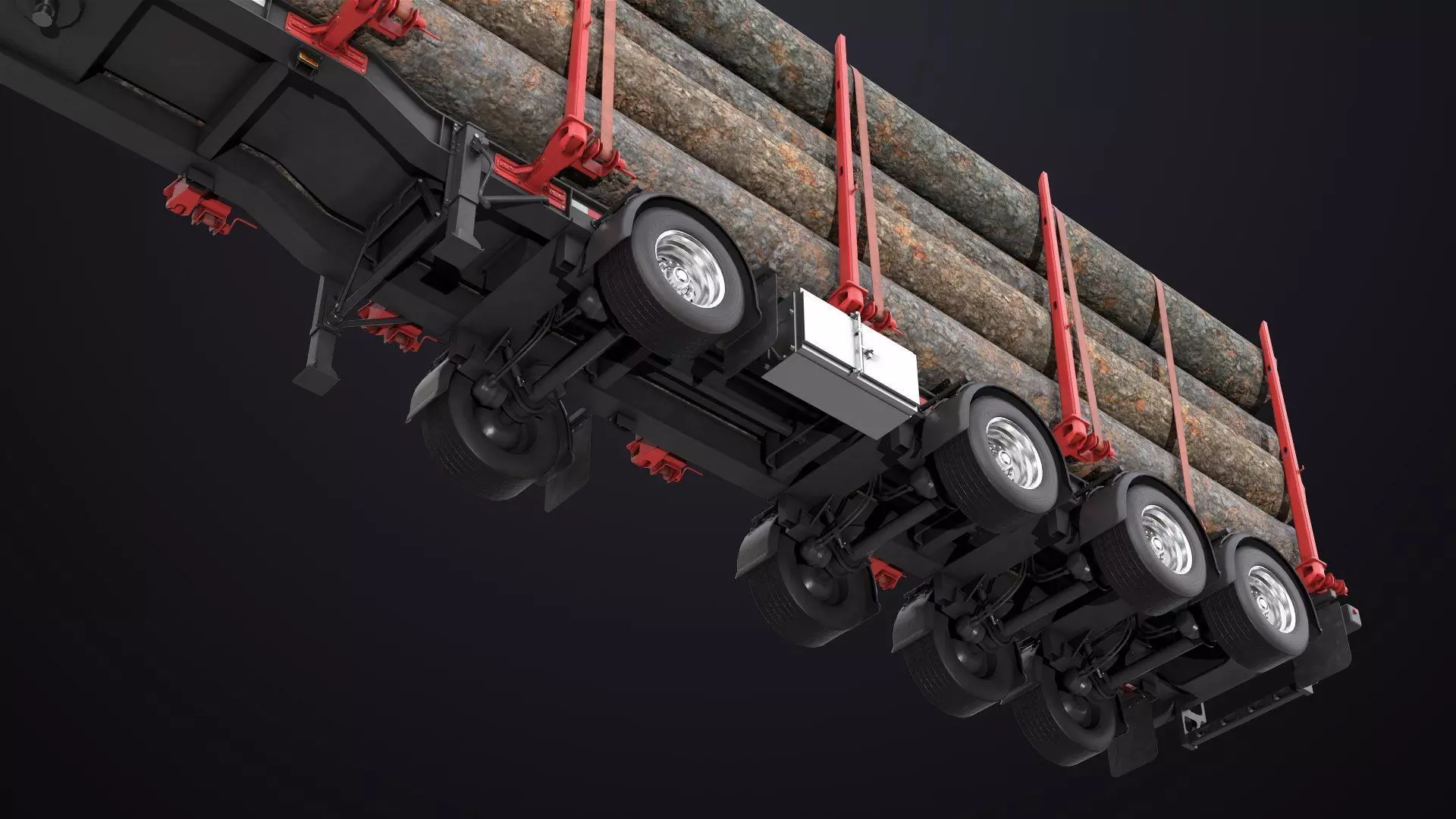 Logging Trailer 01 Red with Load Single Mat All PBR Textures Low-poly 3D model_17