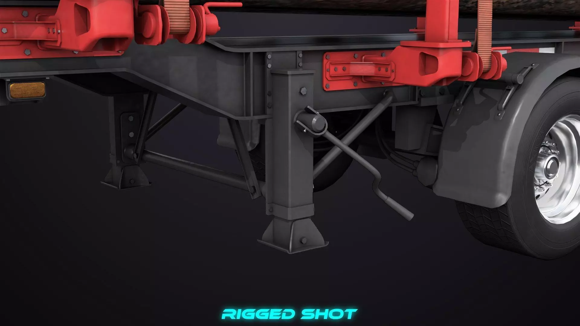 Logging Trailer 01 Red with Load Single Mat All PBR Textures Low-poly 3D model_25