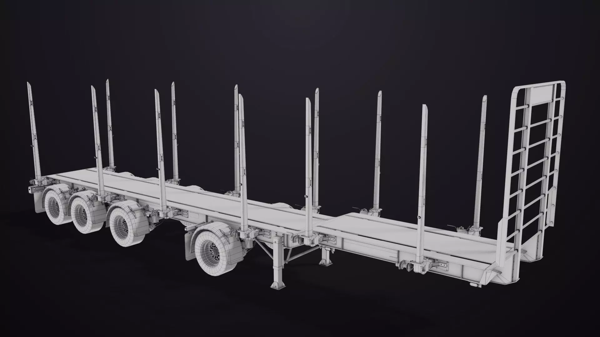 Logging Trailer 01 Red with Load Single Mat All PBR Textures Low-poly 3D model_50