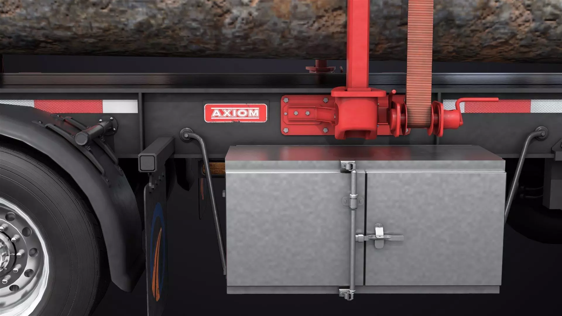 Logging Trailer 01 Red with Load Single Mat All PBR Textures Low-poly 3D model_26