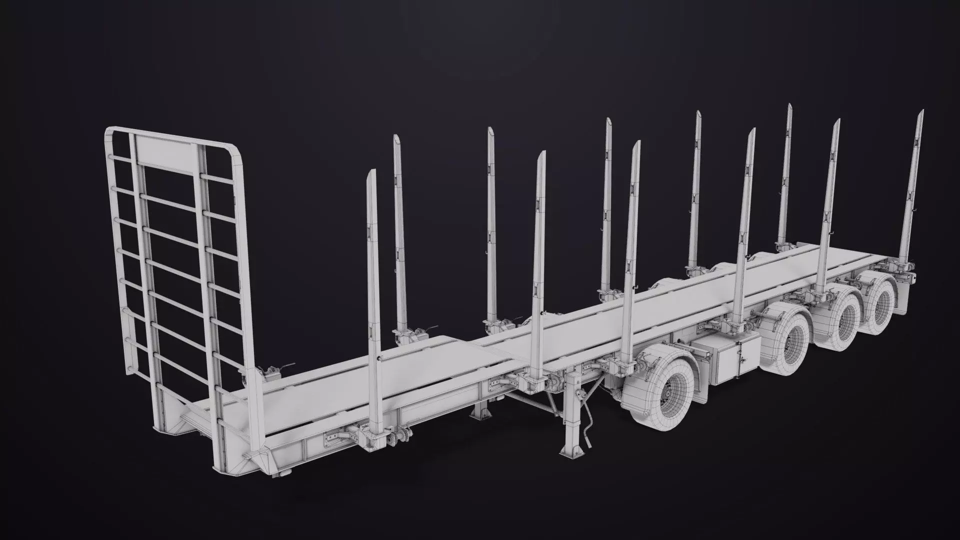 Logging Trailer 01 Red with Load Single Mat All PBR Textures Low-poly 3D model_48