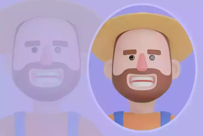 Stylized 3D Cartoon Farmer Man - Watering Can Character Model