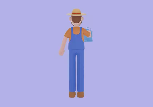 Stylized 3D Cartoon Farmer Man - Watering Can Character Model 3D model_4