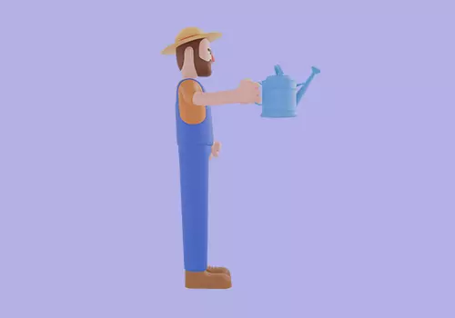 Stylized 3D Cartoon Farmer Man - Watering Can Character Model 3D model_5