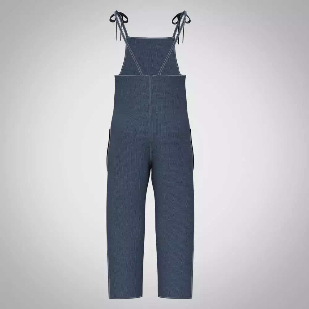 boys dungaree 3D Clothing Rigged model Low-poly 3D model_4