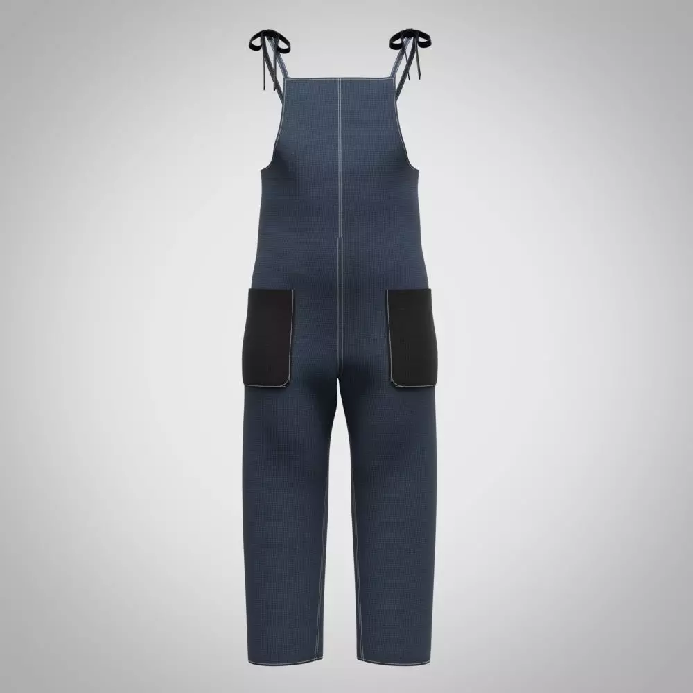 boys dungaree 3D Clothing Rigged model Low-poly 3D model_2