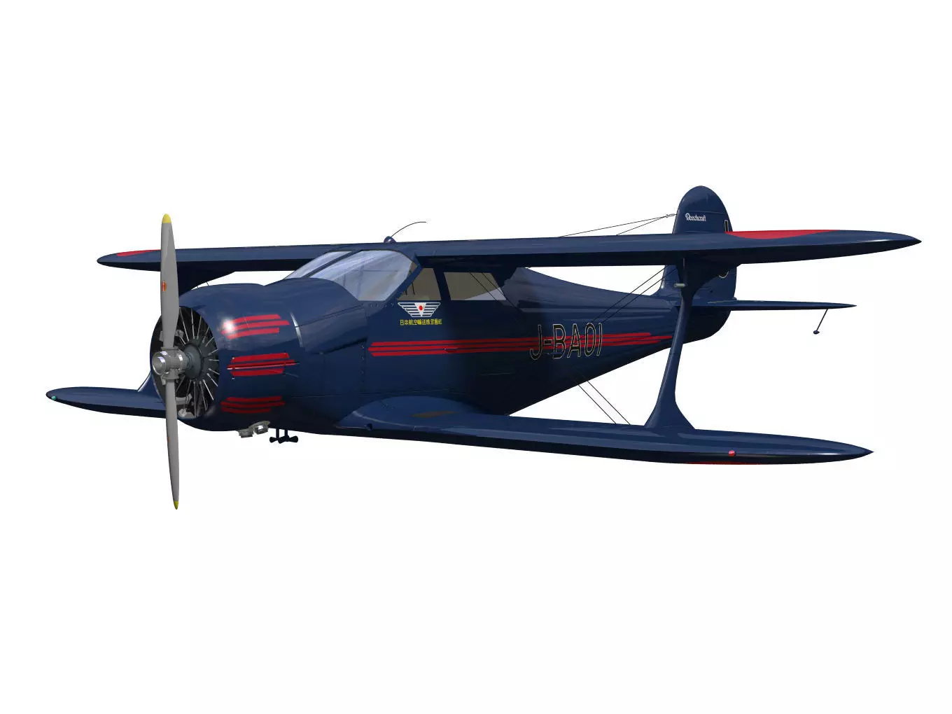 Beechcraft Model C17E Staggerwing 3D model_4