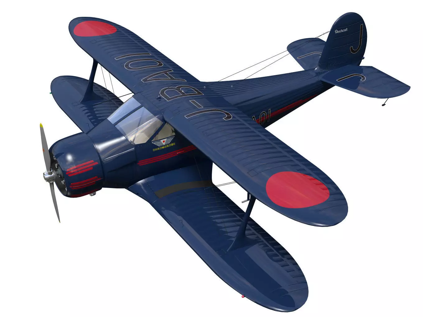 Beechcraft Model C17E Staggerwing 3D model_0