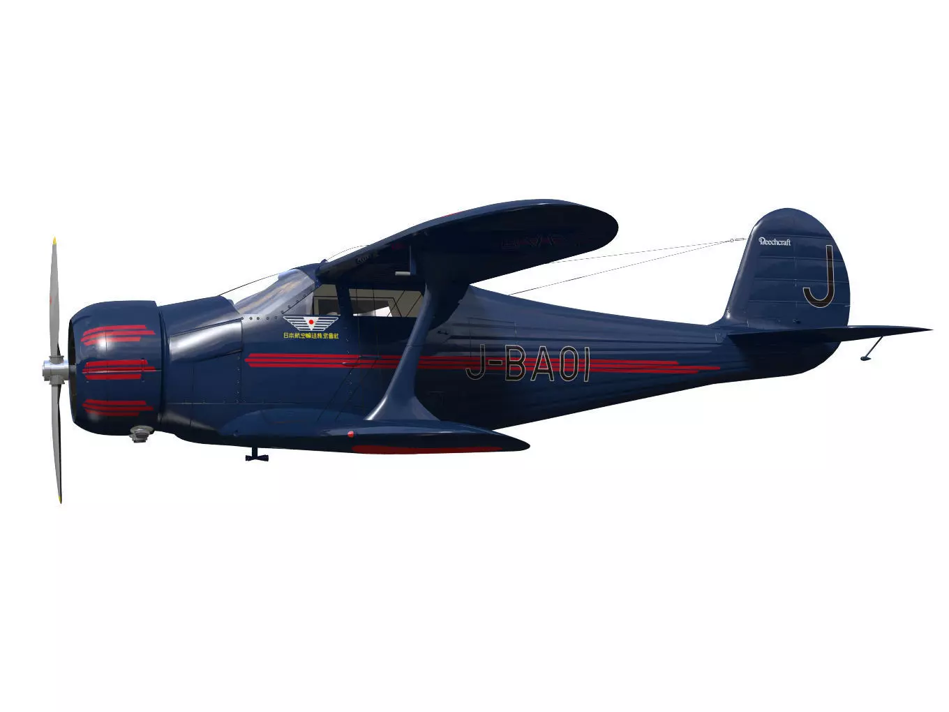 Beechcraft Model C17E Staggerwing 3D model_2