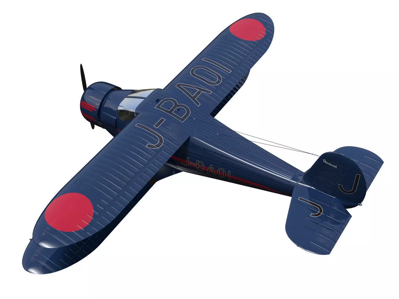 Beechcraft Model C17E Staggerwing 3D model_1
