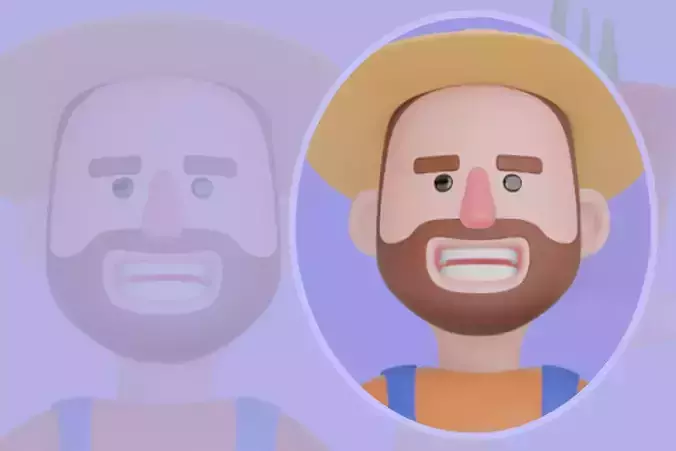 Stylized 3D Cartoon Farmer Man - Proud Plant Pot Character