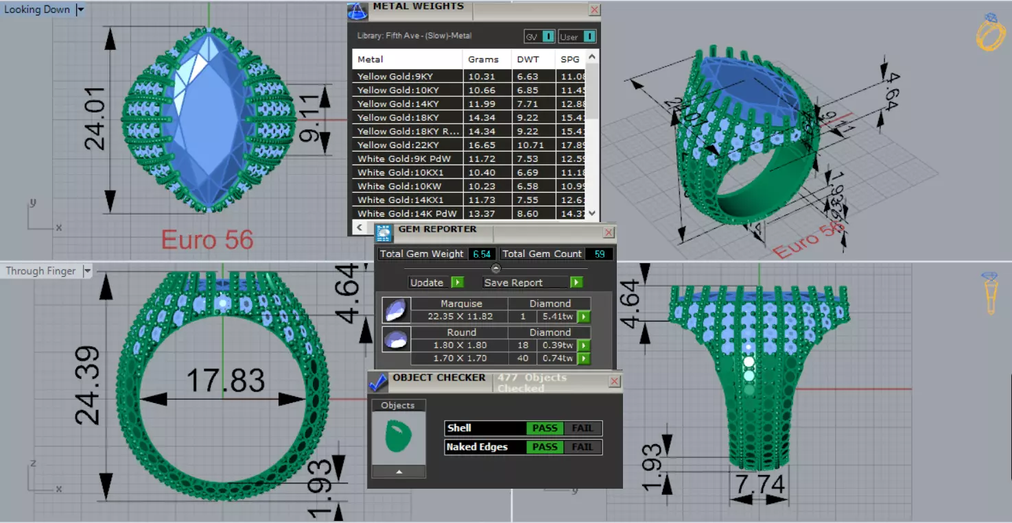 Yellow Gold Smoky Topaz and Diamond STL 3D Ring Model jr00193 3D print model