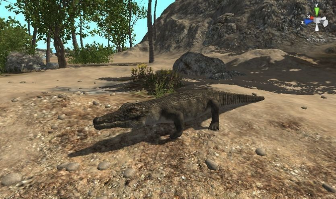 crocodilw 3d alligator in desert Low-poly 3D model