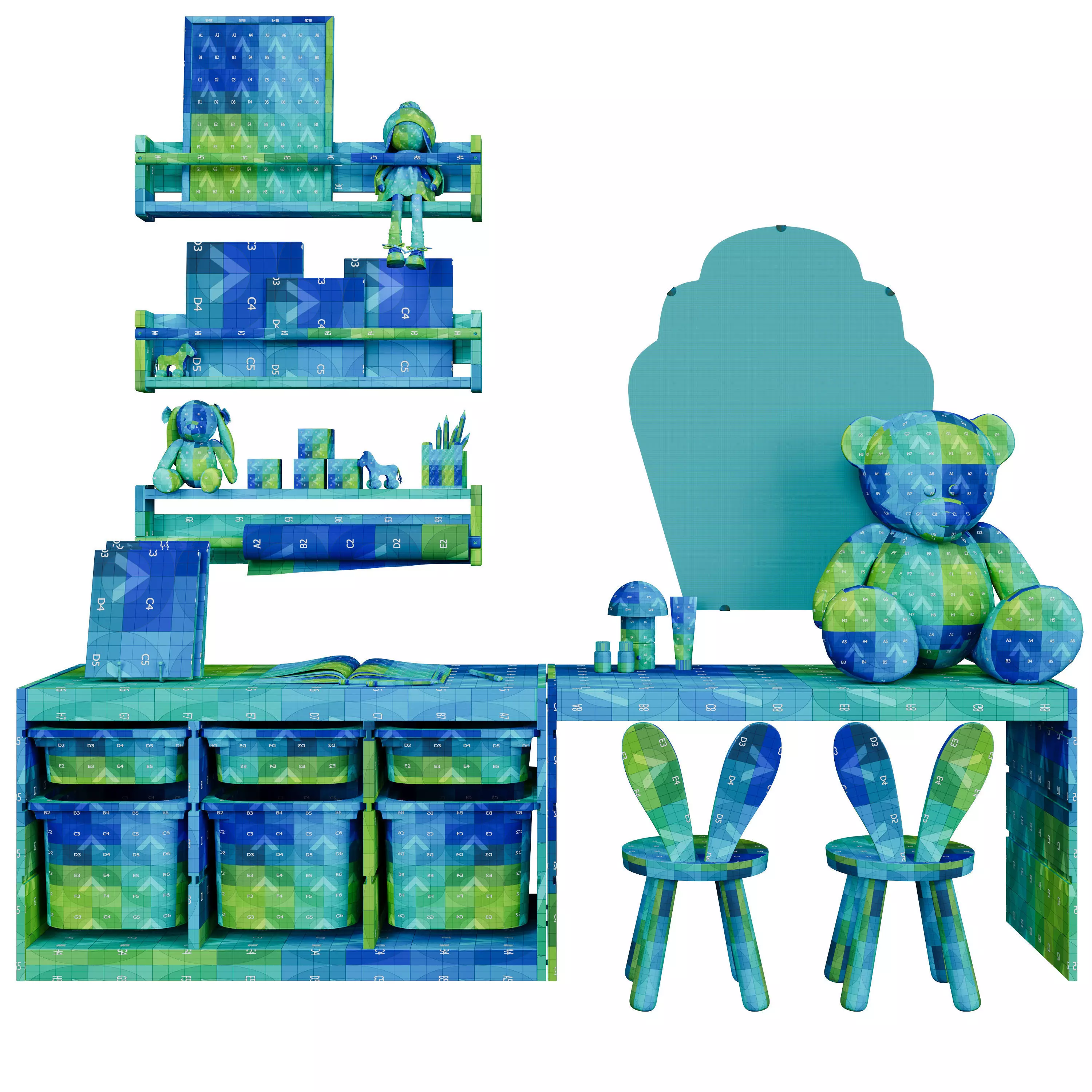 Childroom Set 001 3D model_7