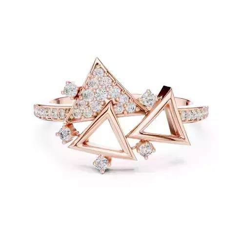 Round Cut Diamond Tringle Shape Engagement Ring 3DM STL Video