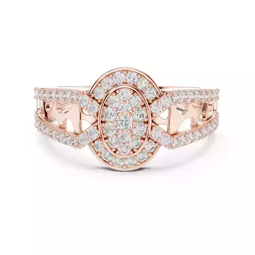 Round Cut Cluster Diamond Engagement Wedding Ring 3DM STL Video 3D print model