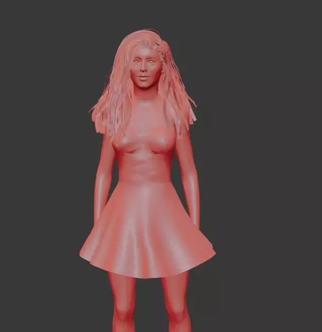 Summer Dress Female Character - Floral Pattern - Rigged 3D model_10