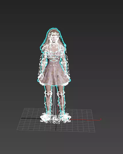 Summer Dress Female Character - Floral Pattern - Rigged 3D model_8