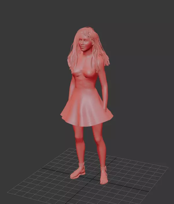Summer Dress Female Character - Floral Pattern - Rigged 3D model_12