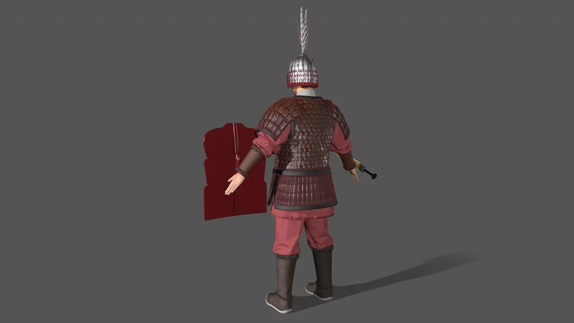 Ancient Chinese warrior Low-poly 3D model_4