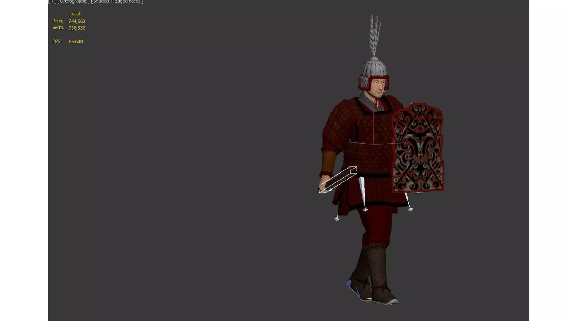 Ancient Chinese warrior Low-poly 3D model_17