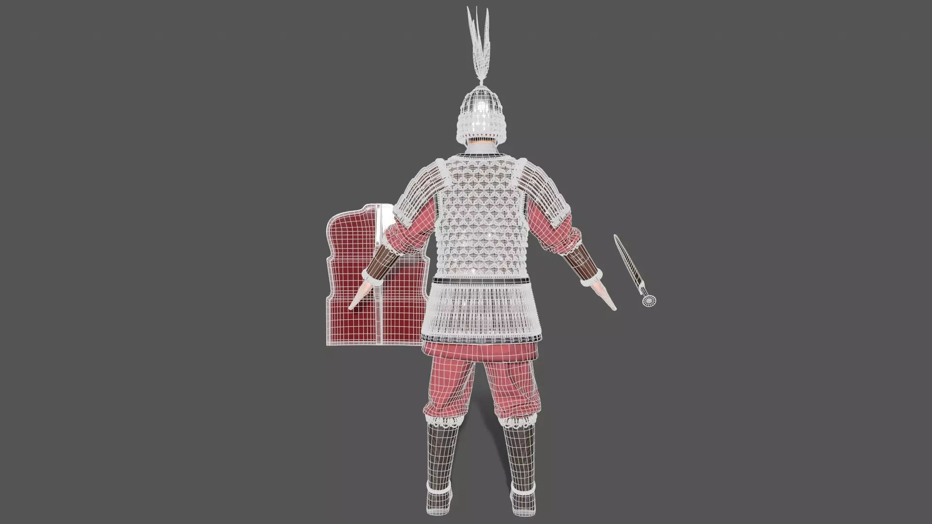 Ancient Chinese warrior Low-poly 3D model_16