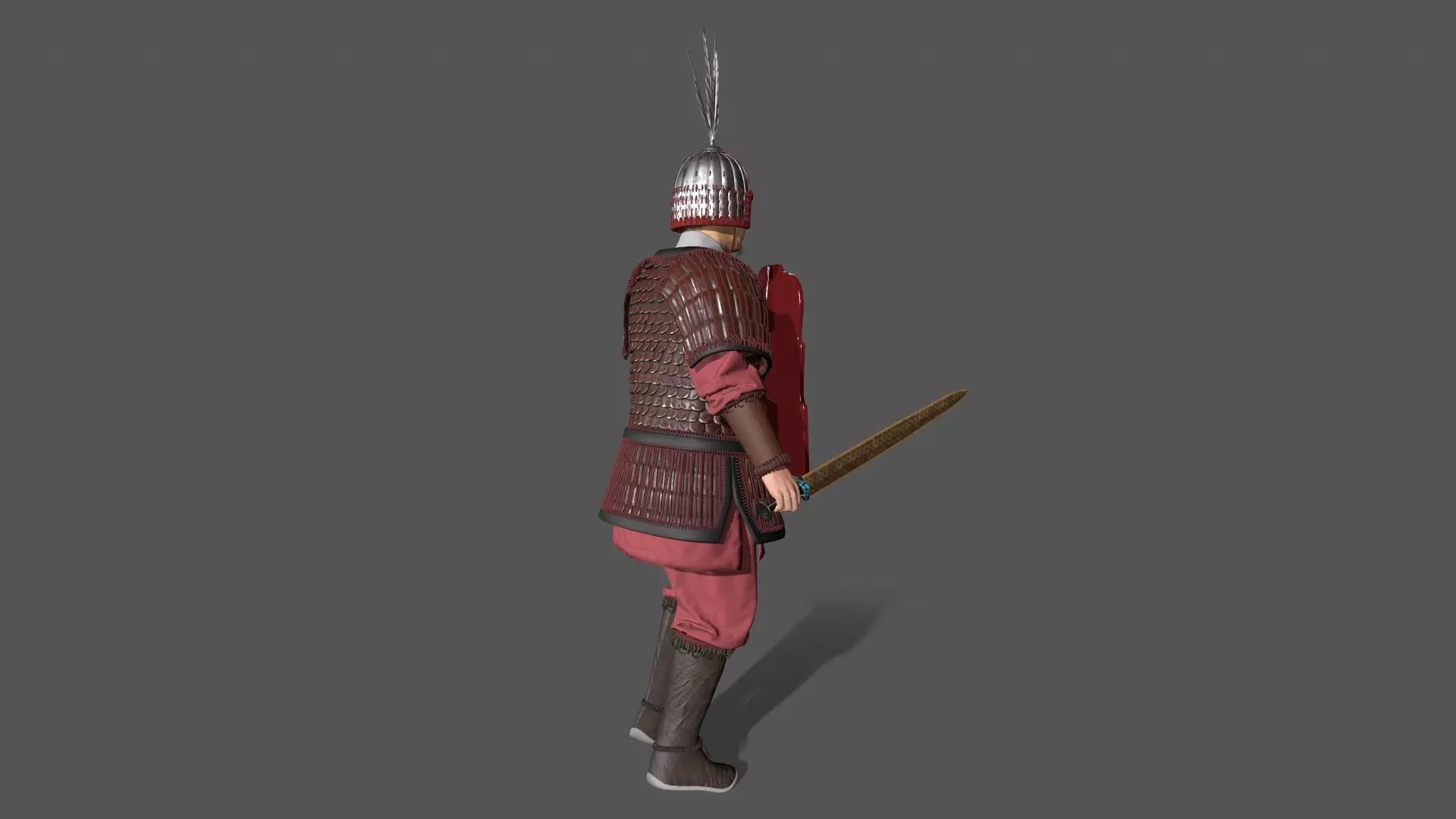 Ancient Chinese warrior Low-poly 3D model_11