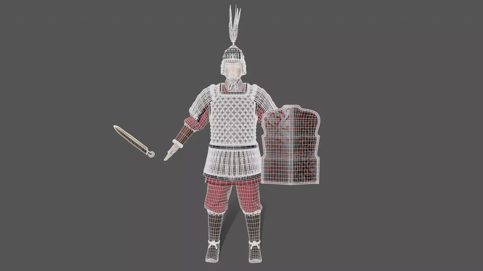 Ancient Chinese warrior Low-poly 3D model_15
