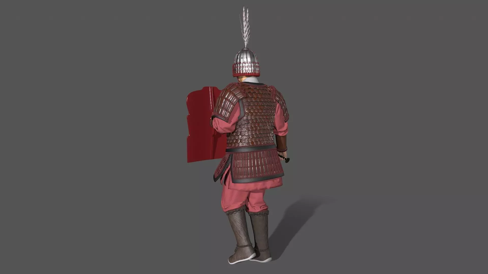 Ancient Chinese warrior Low-poly 3D model_10