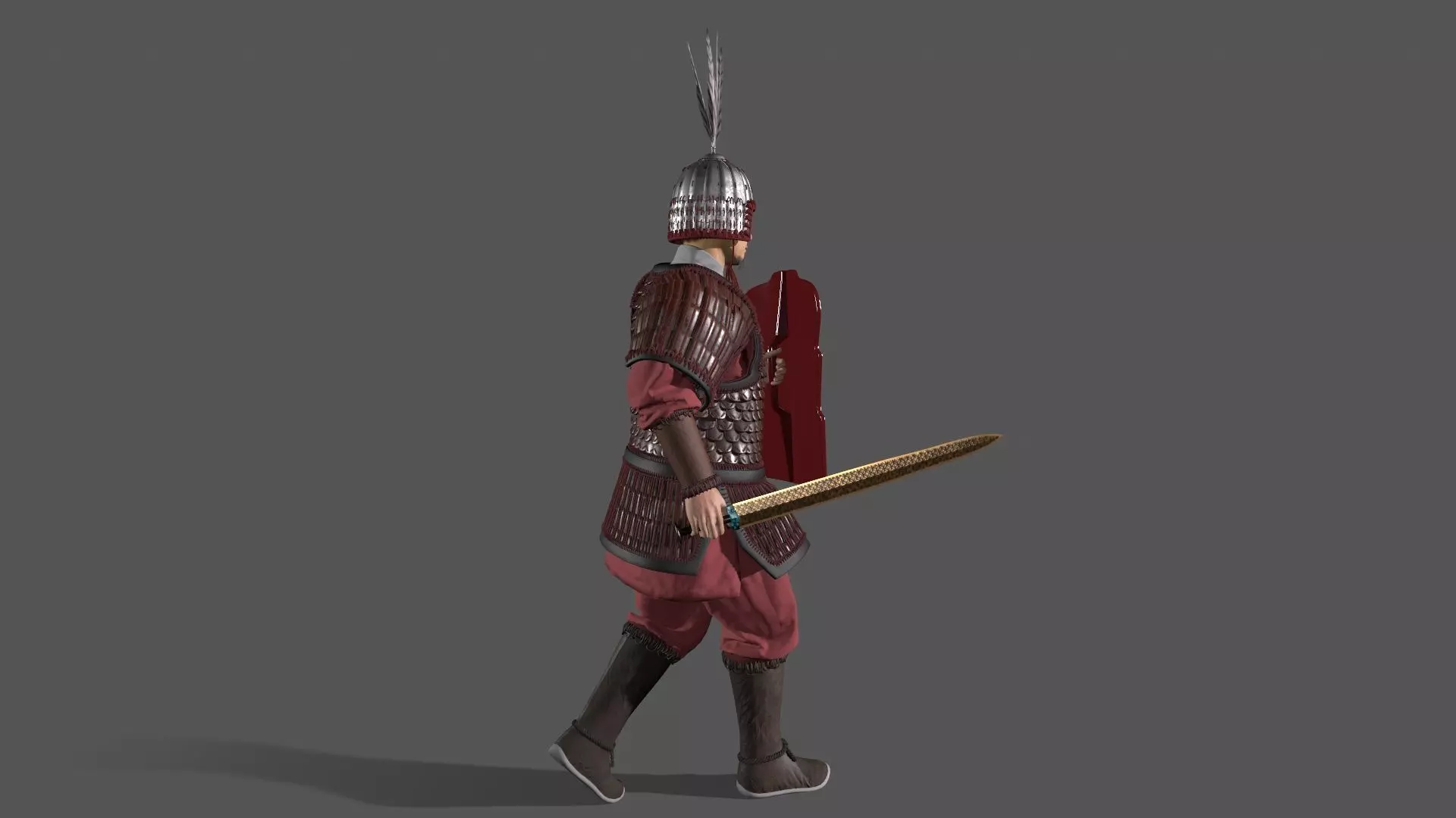 Ancient Chinese warrior Low-poly 3D model_13