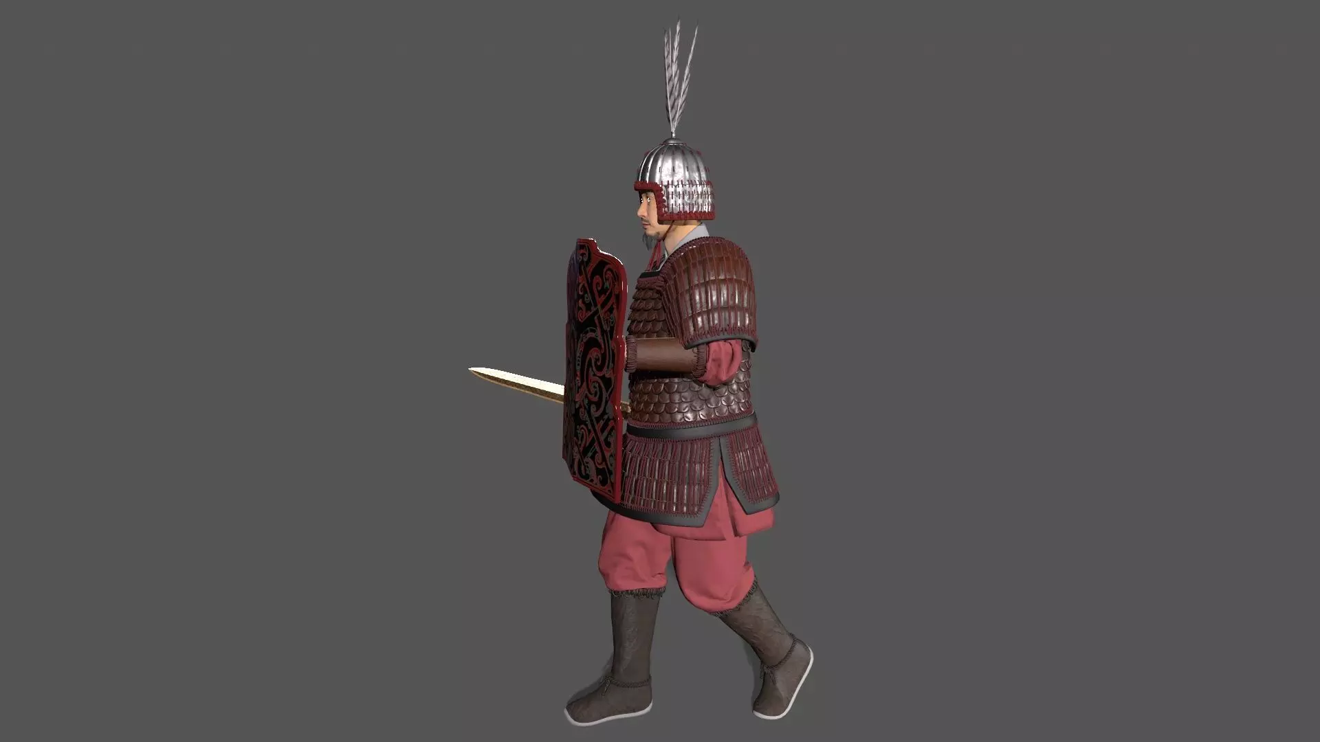 Ancient Chinese warrior Low-poly 3D model_14