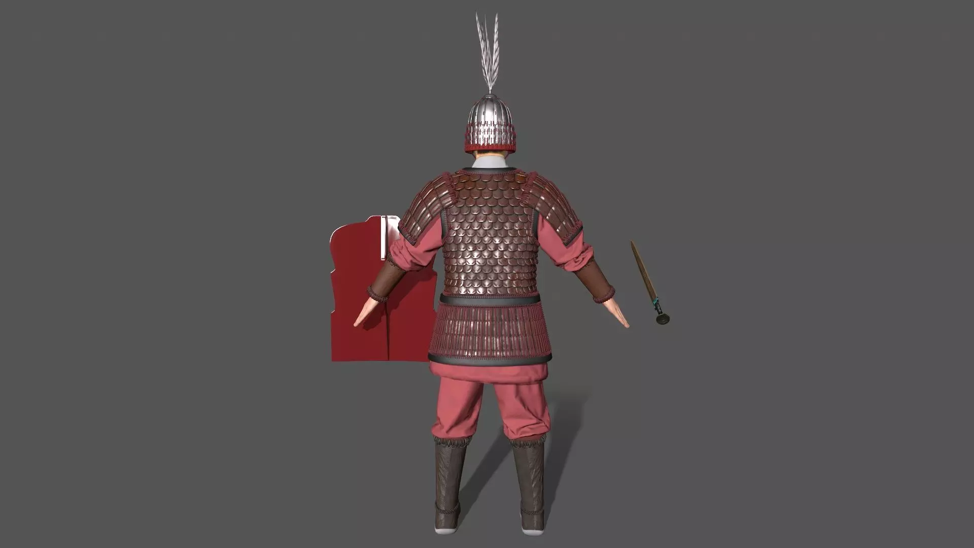 Ancient Chinese warrior Low-poly 3D model_5