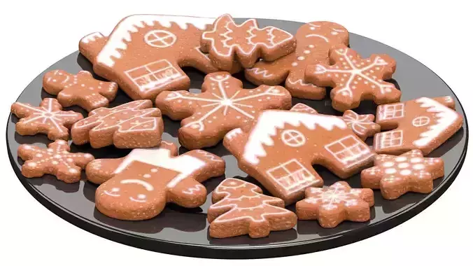 New Year Cookies Low-poly 3D model