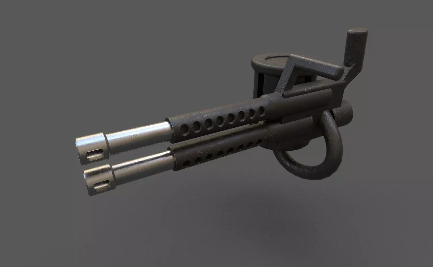 Heavy gameready minigun Low-poly 3D model_1