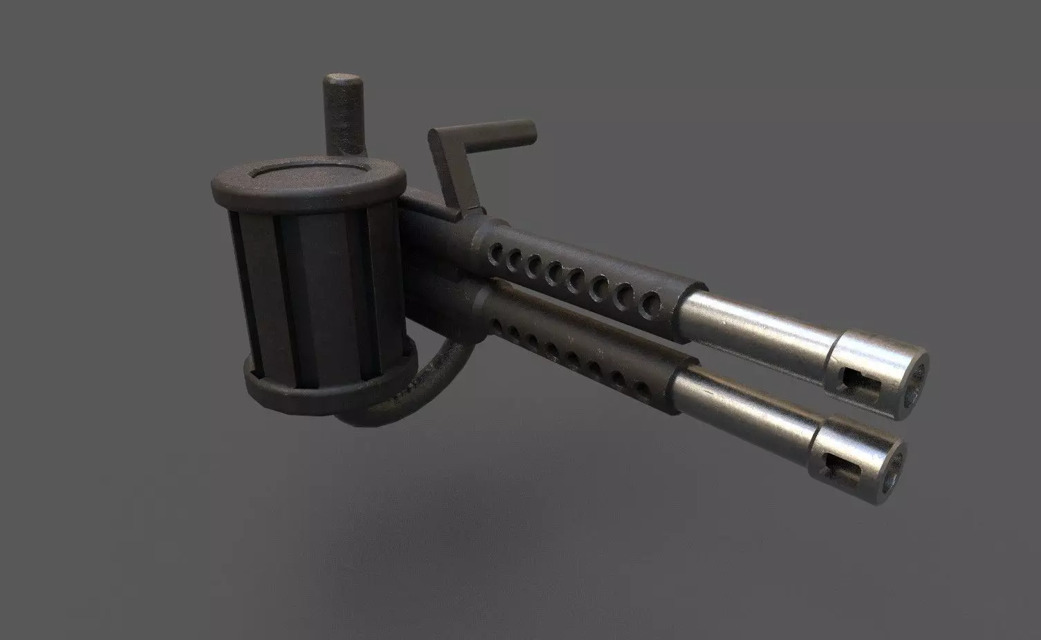 Heavy gameready minigun Low-poly 3D model_0
