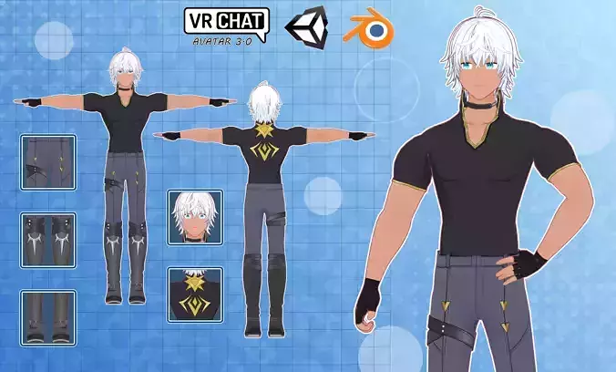 Stylized Anime Male VRChat Avatar 3 for VRChat