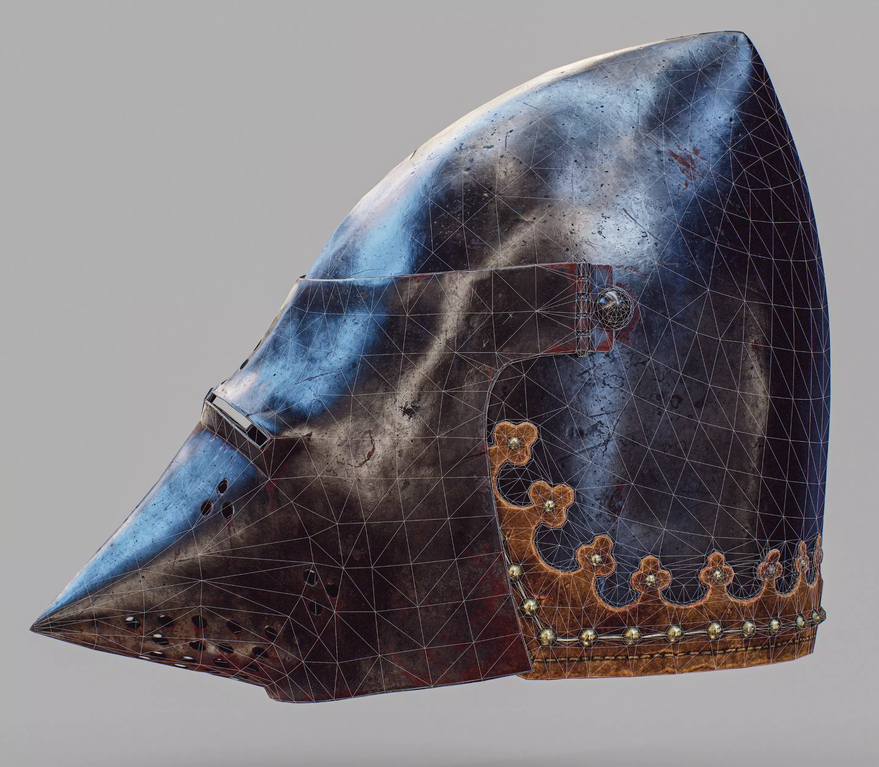 Bascinet helmet Low-poly 3D model_6