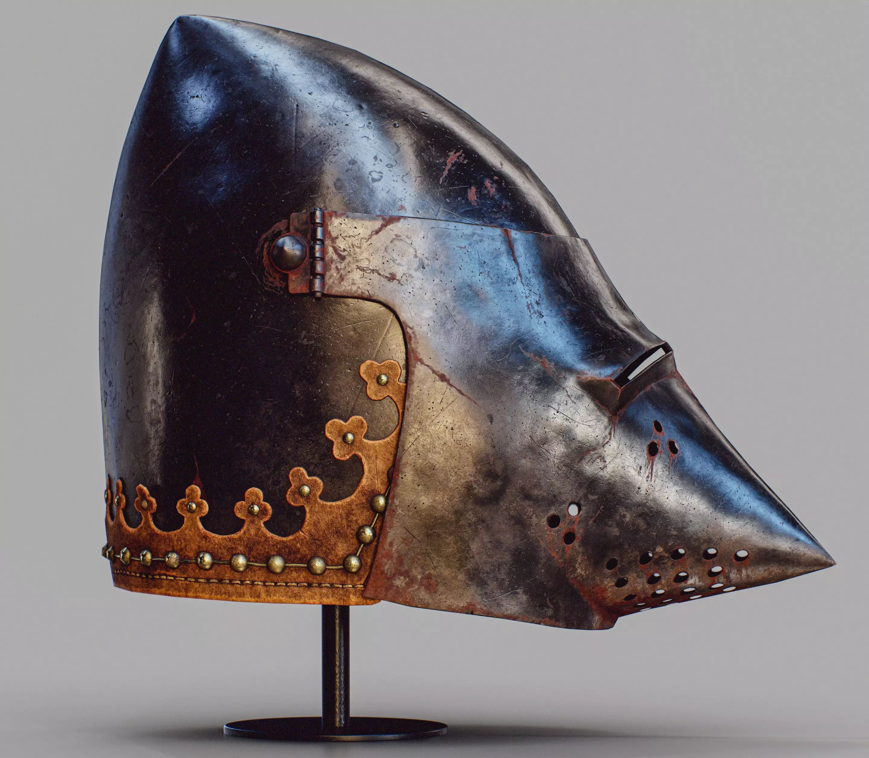 Bascinet helmet Low-poly 3D model_5