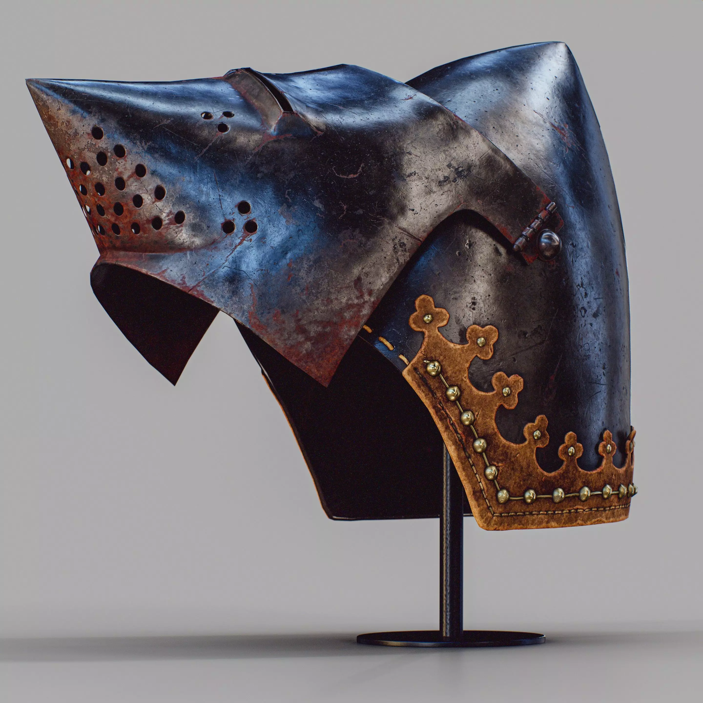 Bascinet helmet Low-poly 3D model_4